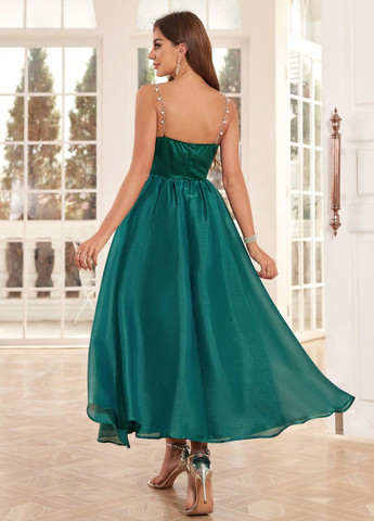 Морской волны праздничный платье с пышной юбкой SHEIN однотонное