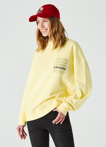 Свитшот Lacoste - Свободный крой логотип светло-желтый спортивный, кэжуал хлопок - (276537835)