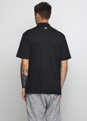 Черная футболка-поло для мужчин adidas с надписью