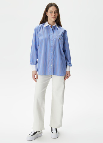 Голубой кэжуал рубашка в полоску Lacoste