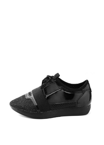 Детские черные осенние кроссовки Ideal Shoes на шнурках для девочки