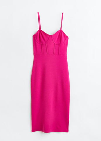 Фуксинова (кольору Фукія) кежуал сукня H&M однотонна