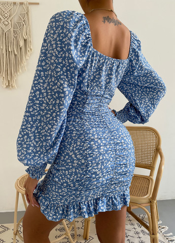 Синее кэжуал платье футляр SHEIN с цветочным принтом