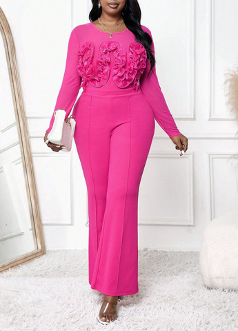 Комбинезон SHEIN комбинезон-брюки однотонный розовый кэжуал полиэстер