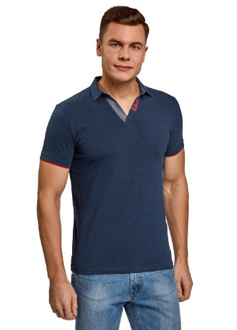 Темно-синяя футболка-поло для мужчин Oodji однотонная