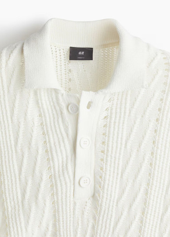 Белая футболка-поло для мужчин H&M однотонная