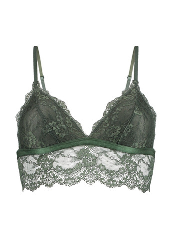 Темно-зелений бралетт бюстгальтер Hunkemoller без кісточок поліамід, мереживо
