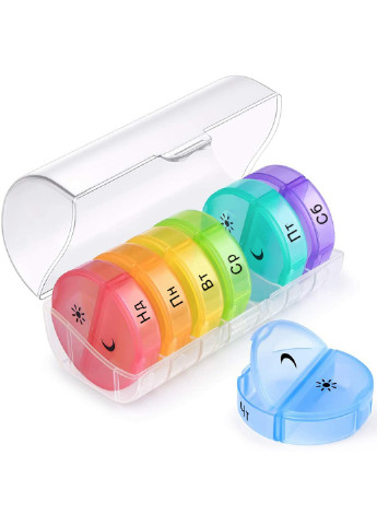 Органайзер для таблеток на 7 дней пластиковый цветной, 13,9х6,4 см MVM (251103855)