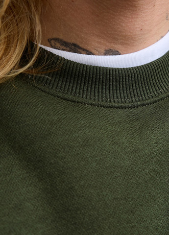 Хаки свитшот Jack & Jones однотонный без декора (354686433)