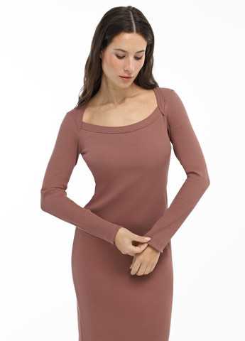 Кофейное кэжуал платье футляр Promin однотонное