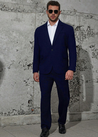 Темно-синий демисезонный костюм (пиджак, брюки) брючный SHEIN