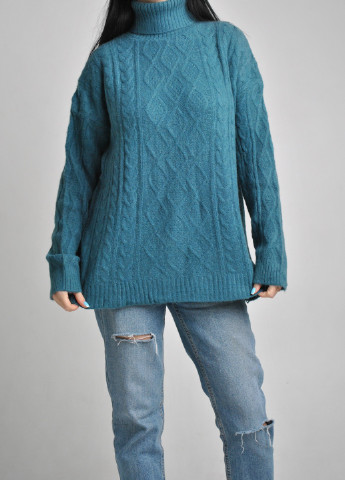 Бирюзовый демисезонный красивый свитер гольф Wool & Cashmere