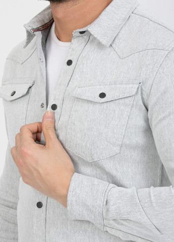Светло-серая кэжуал, джинсовая рубашка однотонная Trend Collection