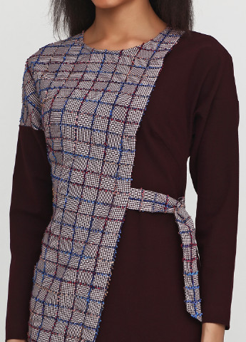 Бордовое кэжуал платье короткое Olga Shyrai for PUBLIC&PRIVATE в клетку