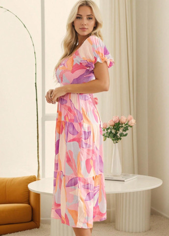 Комбинированное кэжуал платье клеш SHEIN с цветочным принтом