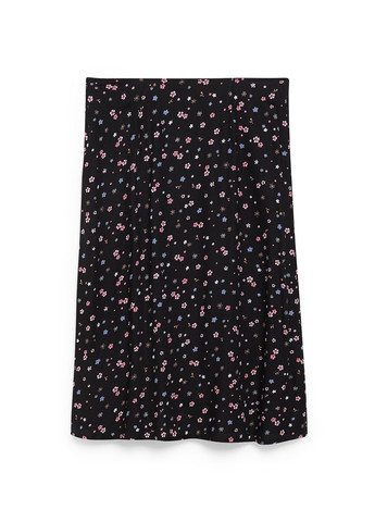 Черная кэжуал цветочной расцветки юбка C&A а-силуэта (трапеция)