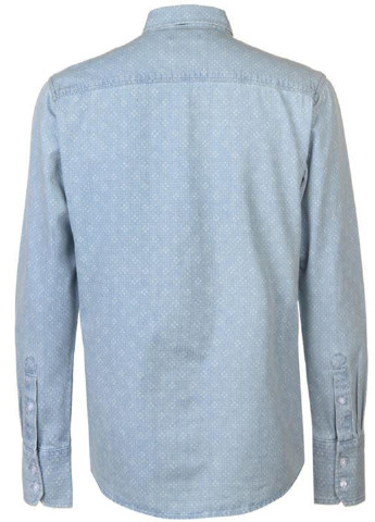 Серо-голубой кэжуал рубашка с геометрическим узором Pierre Cardin с длинным рукавом