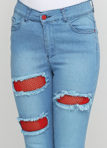 Голубые демисезонные скинни джинсы MEVZU