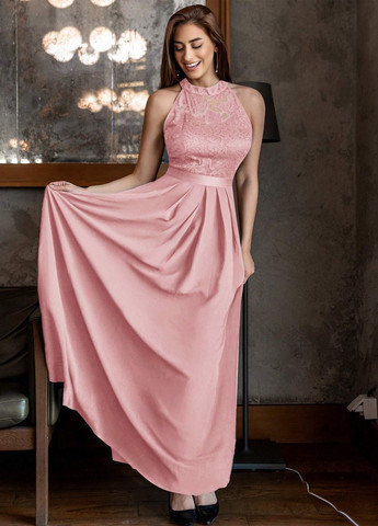 Світло-рожева святковий, вечірня сукня кльош SHEIN однотонна