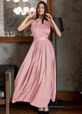 Світло-рожева святковий, вечірня сукня кльош SHEIN однотонна