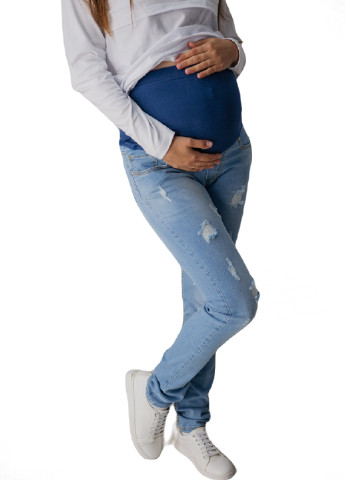 Джинсы для беременных рваные HN - (244376053)