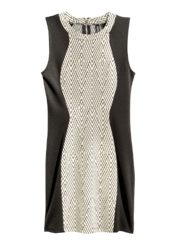 Бежевое кэжуал платье футляр H&M с абстрактным узором