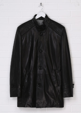 Чорна демісезонна куртка шкіряна Vitalli