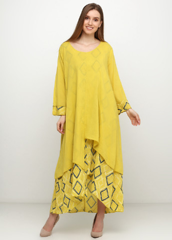 Желтое кэжуал платье оверсайз Made in Italy с рисунком