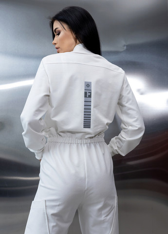 Хлопковый комбинезон с поясом и молнией TOTALFIT комбинезон-брюки однотонный белый кэжуал, спортивный двунитка, хлопок