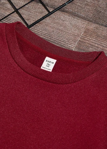 SHEIN свитшот однотонный красный кэжуал полиэстер