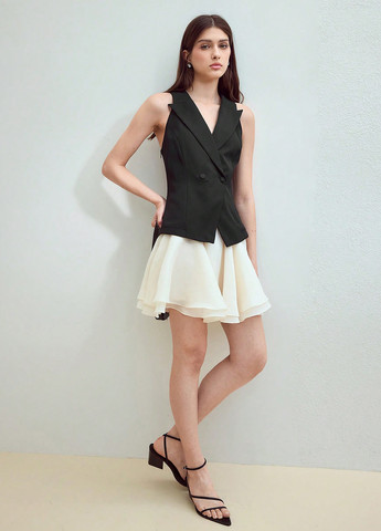 Черно-белое деловое, кэжуал платье клеш, на запах, платье-жакет SHEIN колор блок