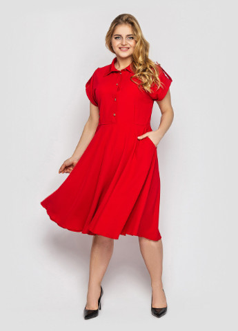 Красное кэжуал платье muar альмира красное 0279 Vlavi однотонное