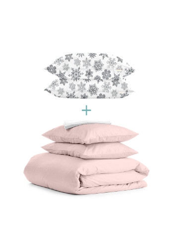 Комплект полуторного постельного белья RANFORS ROSE SNOWFLAKES GREY White (2 наволочки 50х70 в подарок) Cosas (251281556)