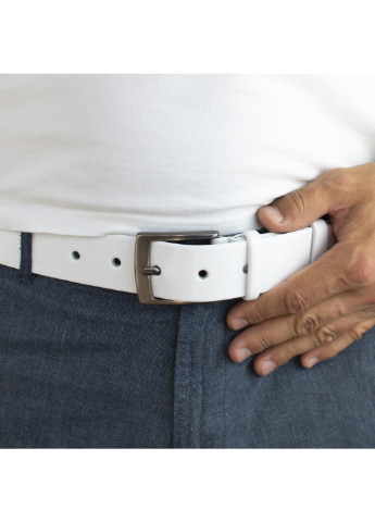 Ремінь шкіряний чоловічий під джинси білий -4032 white (125 см) JK (253267885)