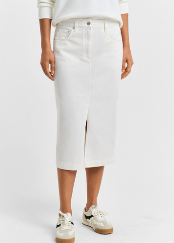 Белая джинсовая однотонная юбка Gant карандаш