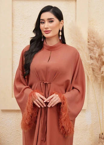 Терракотовое кэжуал платье а-силуэт SHEIN однотонное