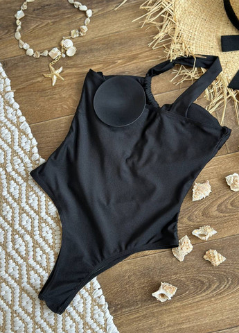 Черный летний купальник женский цельный слитный, монокини NOVA VEGA