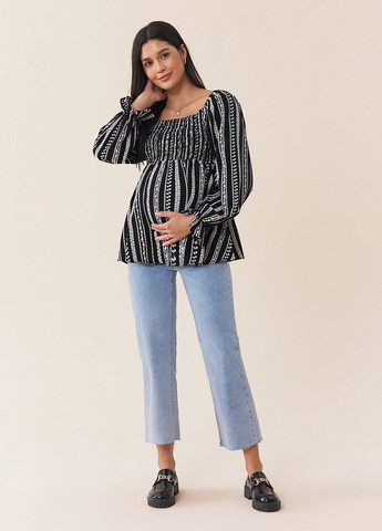 Чорно-біла блуза для вагітних з баскою SHEIN