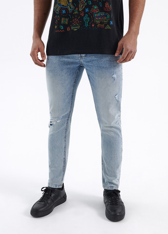 Голубые демисезонные зауженные джинсы House