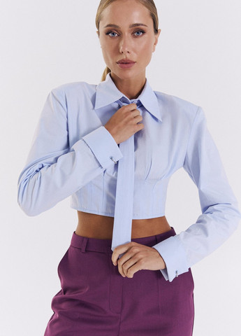 Голубой демисезонный комплект (топ, галстук) Gepur