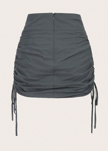 Серая кэжуал однотонная юбка SHEIN