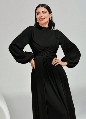 Черное праздничный, кэжуал платье клеш SHEIN однотонное