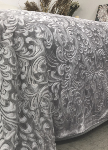 Плед велюровий з видавкою акрил 200х240 світло-сірий Vie Nouvelle (254397195)