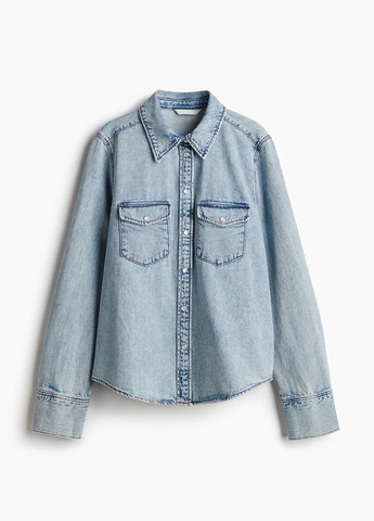 Голубой кэжуал рубашка однотонная H&M