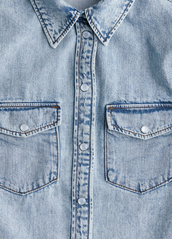 Голубой кэжуал рубашка однотонная H&M