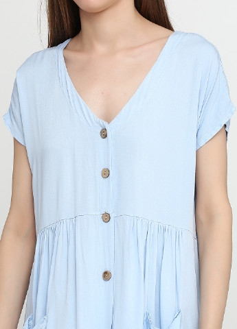 Голубое кэжуал платье рубашка Moda in Italy однотонное