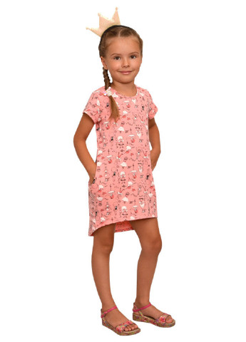 Розовое кэжуал платье платье-футболка Blanka с рисунком