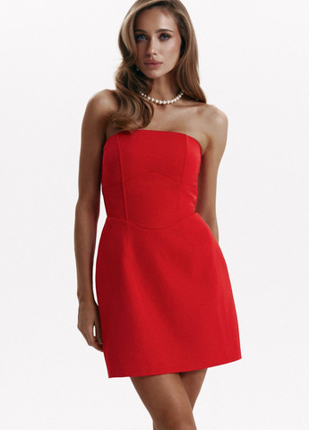 Червона коктейльна сукня бандо Gepur однотонна
