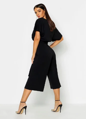 Комбинезон Boohoo однотонный чёрный кэжуал