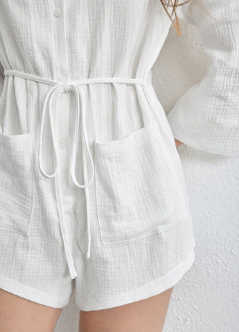 Комбінезон SHEIN однотонний білий домашній бавовна